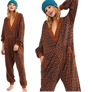 Free People Leopard Print Jumpsuit - Brown